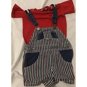 Liberty Overalls Red Shirt Toddler SZ 12 Months VTG